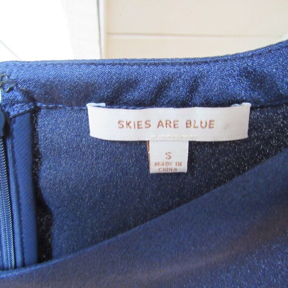 Skies are Blue Women's Blue Satin Dress Size Small - Picture 2 of 4